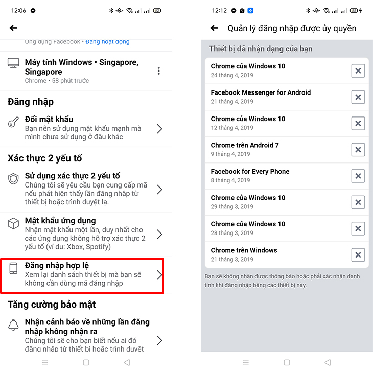 Kiểm tra thiết bị đăng nhập Facebook